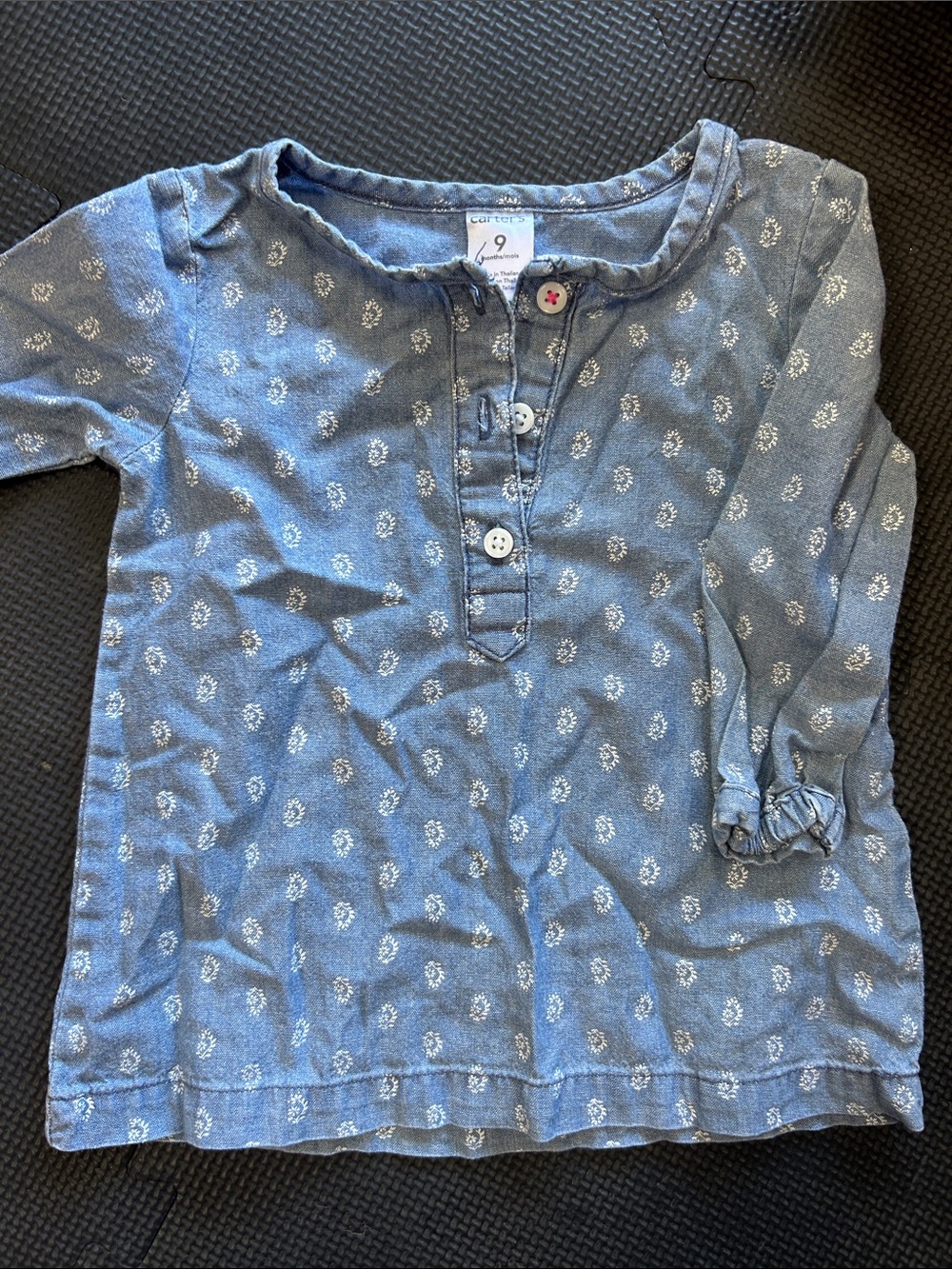 Carter's Blue Floral Print Long-Sleeve Henley Top